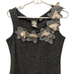 Anthropologie Girls From Savoy Merino Wool Floral Appliqué Sleeveless Dress